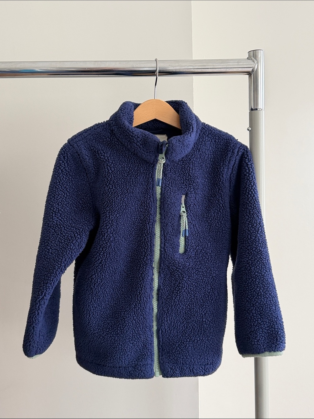 Mini Boden Fleece Zip Jacket in Blue Size 4-5Y